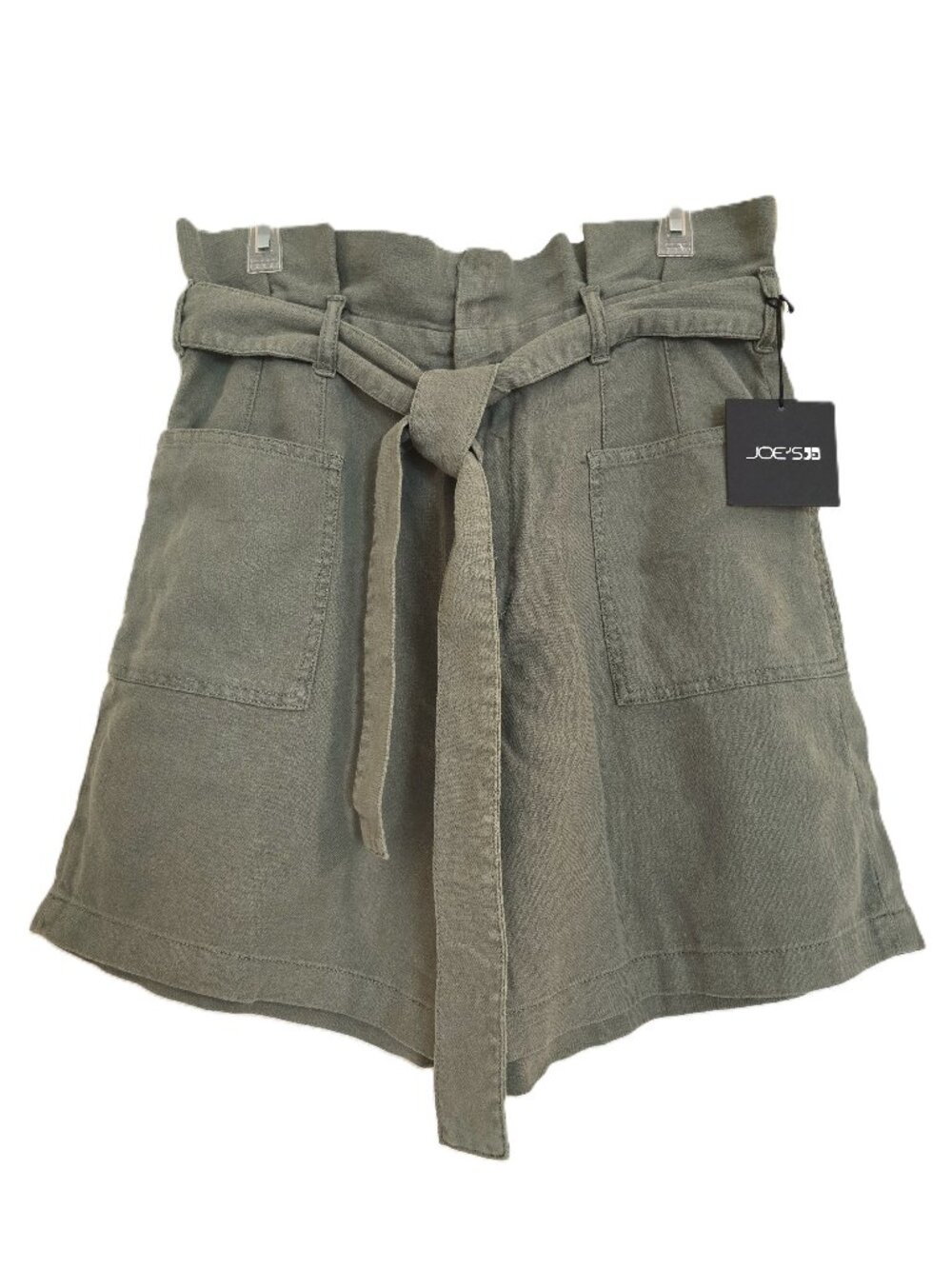 Joe's Jeans Olive Green High Rise Paperbag Linen Cotton Shorts Size 32